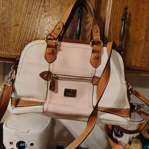 boc Cream and Tan Satchel with Gold Hardware
